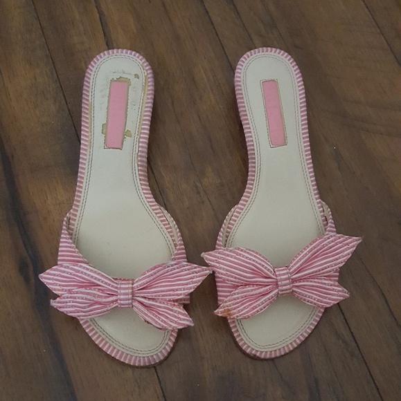Unisa - Pink & White Striped Gingham Bow Slides‎ - Picture 5 of 7